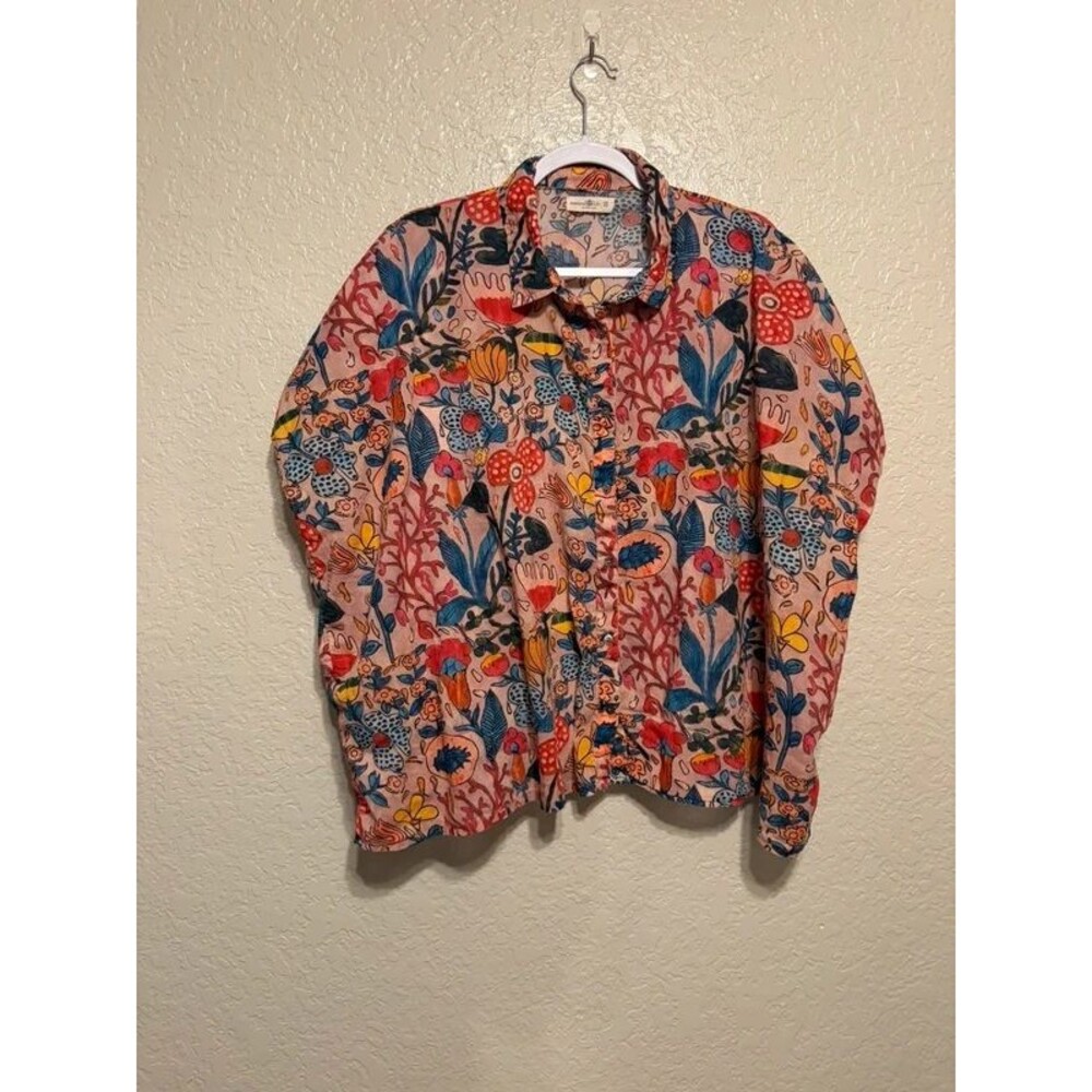 Natural Life Kelly Mushroom Floral Button-Down